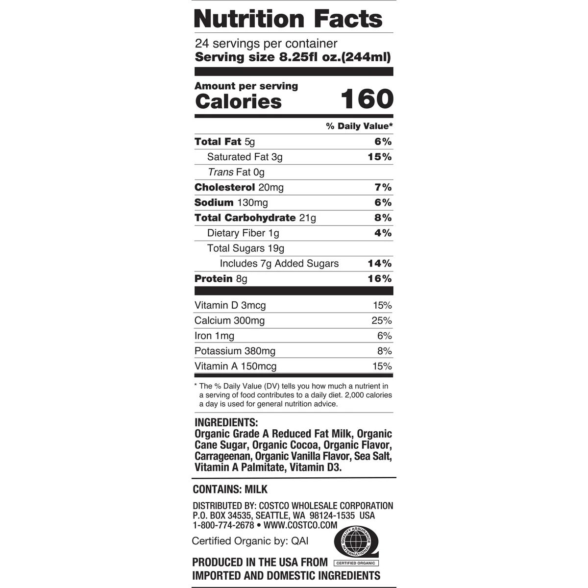 Kirkland Signature Organic Reduced Fat Chocolate Milk - Image 2