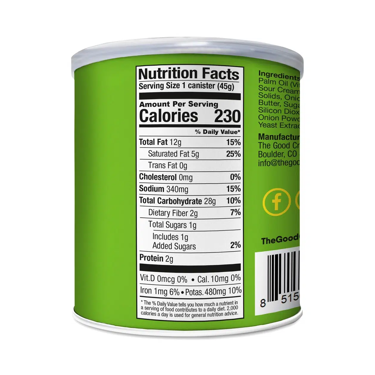 The Good Crisp - Sour Cream & Onion Mini Canisters (Papas) - Image 2