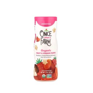 Once Upon a Farm Organic Fruit & Veggie Puffs, (Fresa, Camote y Coco).