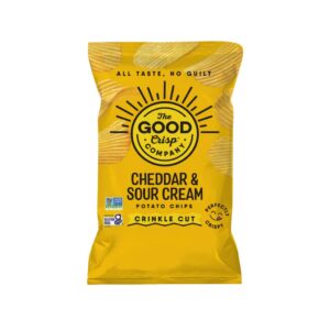The Good Crisp Company - Crinkle Cut Cheddar & Sour Cream Chips (Papas onduladas sabor cheddar y crema agria) 1oz